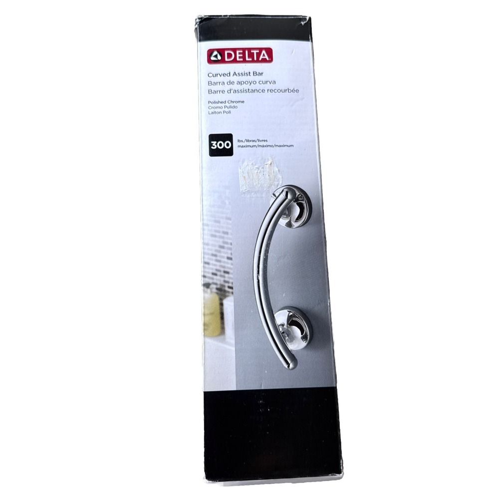 NEW! DELTA 8-8/9"x 7/8" Traditional Curved Concealed‎ Screw Assist Bar in Chrome
